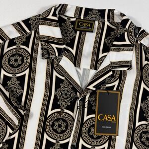 CASA Moda Couture Men's 3XL Big‎ & Tall Camp Shirt Short Sleeve Luxury Baroque